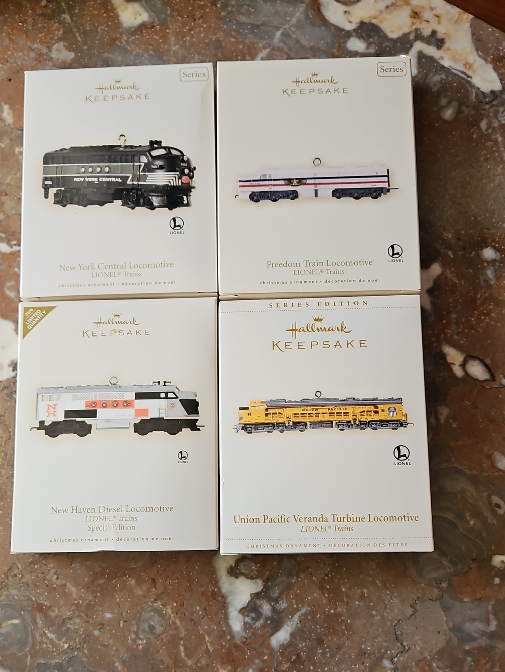 Vintage NWT 2000's Hallmark Lionel Train Ornaments Set Of Four